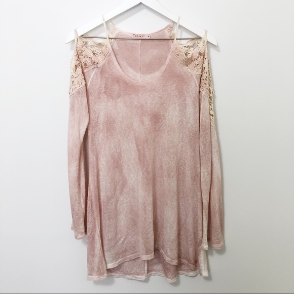 T Party Fashion Sweaters - SOLDTParty Lace Detail Cold Shoulder Tunic Sweater